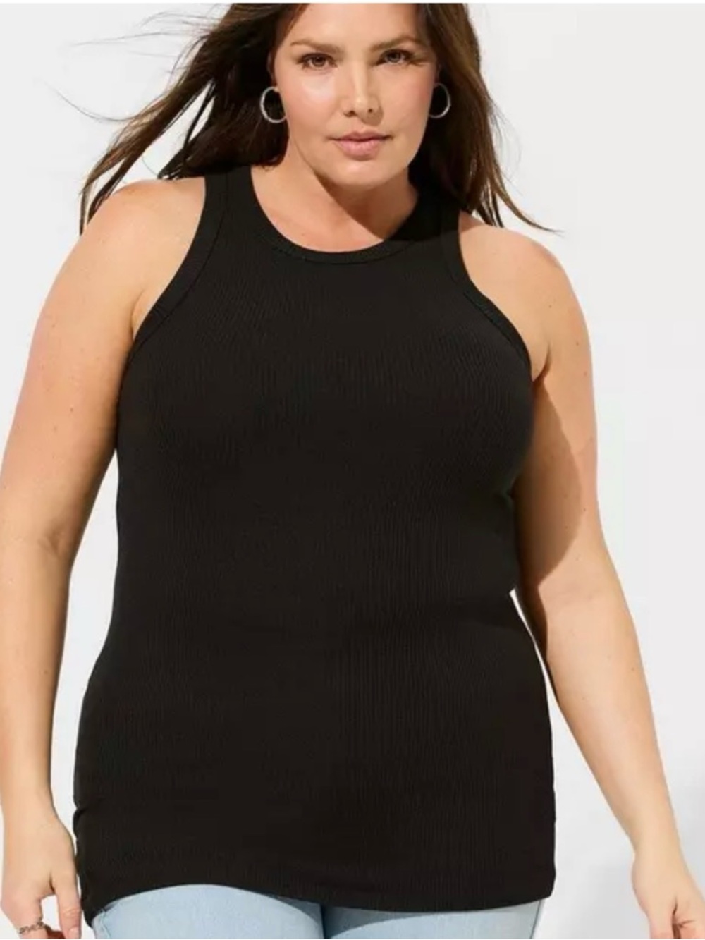 Torrid Supersoft Black Rib High Neck Tank Top